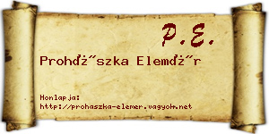 Prohászka Elemér névjegykártya