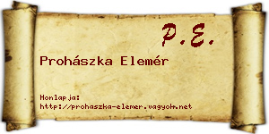 Prohászka Elemér névjegykártya